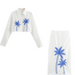 Stylish Crop Shirt With White Skirt Co Ord Set