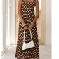 Stylish Polka Dots A Line Coffee Maxi Dress