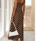 Stylish Polka Dots A Line Coffee Maxi Dress