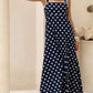 Stylish Polka Dots A Line Blue Maxi Dress