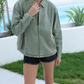 Stylish Green Zip Decor Jacket