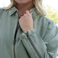 Stylish Green Zip Decor Jacket