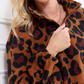 Stylish High Collar Animal Print  Winter Jacket