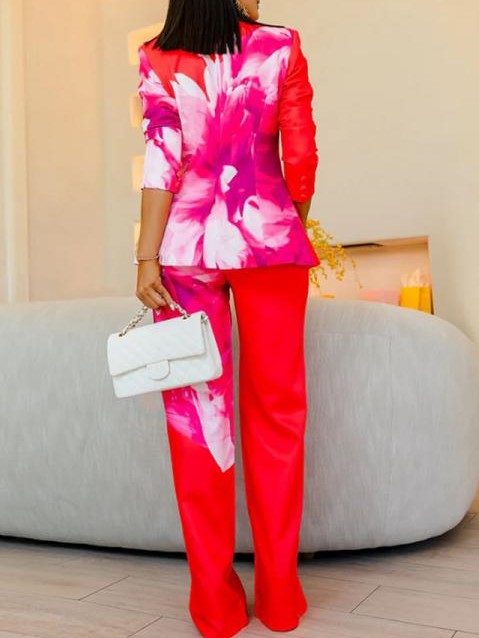 Stylish Long Sleeve Bright Blazer Pants Set