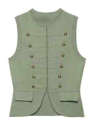 Stylish Sleeveless Button Decor Vest Top