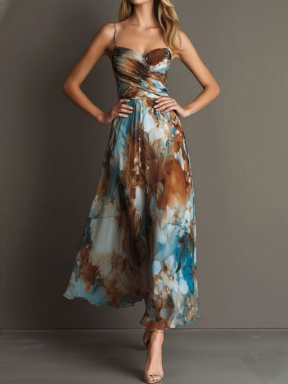 Stylish Sleeveless Flowy Blue Maxi Dress