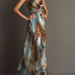 Stylish Sleeveless Flowy Blue Maxi Dress