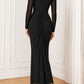 Stylish Square Neck Long Sleeve Black Bodycon Maxi Dress