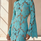 Suave Blue Hollow Out Lace Mini Dress
