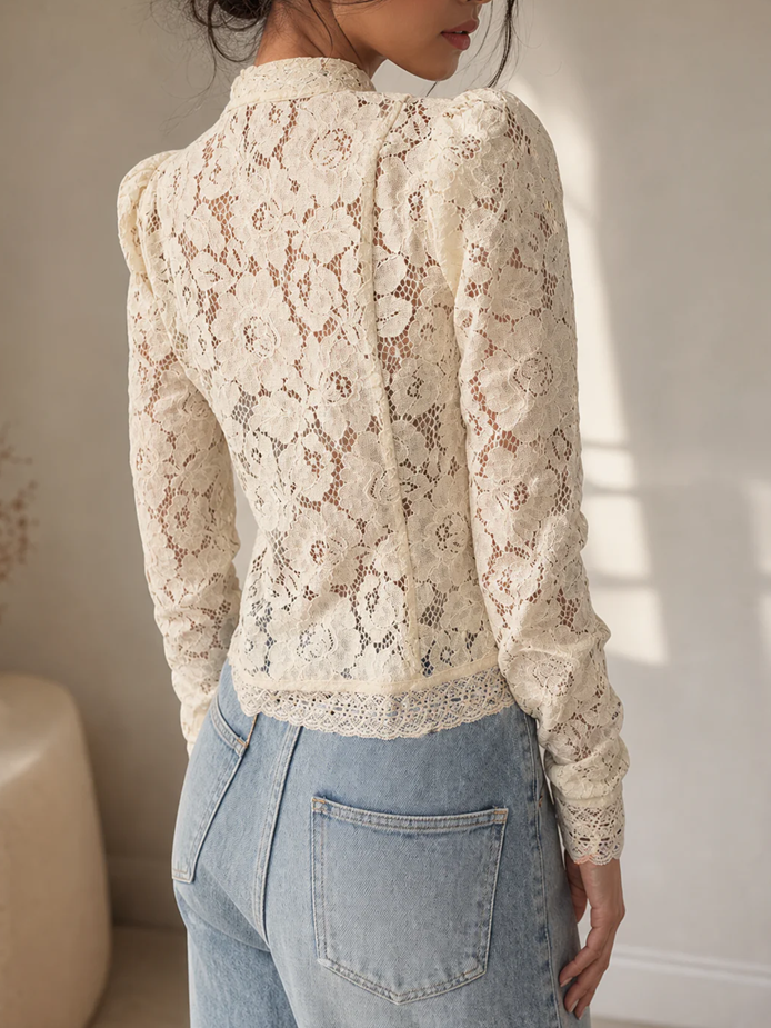 Suave Chic Lace High Neck Top