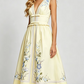 Suave V Neck Bow Ruffle Sleeveless Slim Printed Holiday Dress