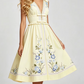 Suave V Neck Bow Ruffle Sleeveless Slim Printed Holiday Dress