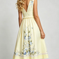 Suave V Neck Bow Ruffle Sleeveless Slim Printed Holiday Dress