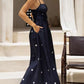 Summer Exclusive Smocked Polka Dots Sleeveless Blue Maxi Dress