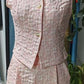 Summer Fashion Weave Floral Shorts Pink Co Ord Set