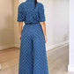Super Stylish Plaid Denim Wide Leg Co ord Set