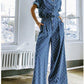 Super Stylish Plaid Denim Wide Leg Co ord Set