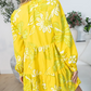 Sweet Floral Print Ruffle Yellow Dress