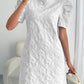 Sweet Floral Texture Puff Sleeve A Line White Mini Dress