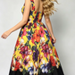 Sweet Flower Print Sleeveless Big Swing Yellow Dress