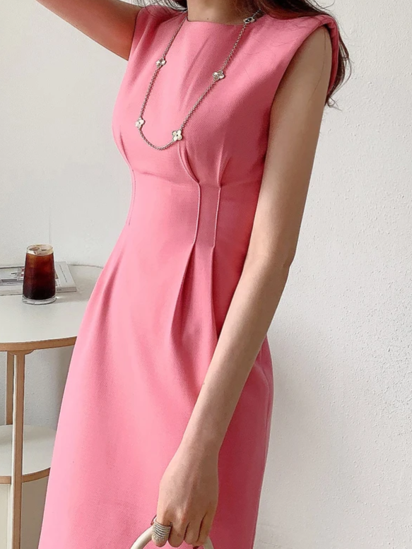 Sweet Pink Sleeveless Pencil Dress