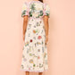 Sweet Printed Puff Sleeve Midi Dress