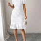 Sweet Ruffle Zipper Short Sleeve White Dress