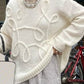 Sweet Winter Style Long Sleeve White Loose Sweater Top