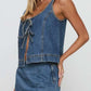 Trendy Lace Up Denim Vest Skirt Co ord Set