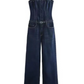 Trendy Strap Style Denim Wide Leg Jumpsuit