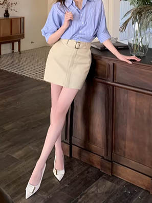Trendy Stripped Pencil Short Dress