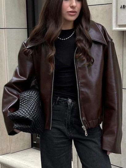 Trendy Winter Wear Lapel Loose Zipper Jacket