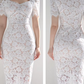 Vintage Curved Drill Lace White Pencil Dress