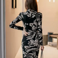 Vintage Floral Print Sheath Pencil Dress