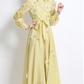 Vintage Flower Embroidery Long Sleeve Yellow Party Dress