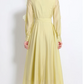 Vintage Flower Embroidery Long Sleeve Yellow Party Dress