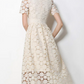 Vintage V Neck Summer Crochet Short Sleeve Apricot Lace Dress