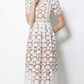 Vintage V Neck Summer Crochet Short Sleeve White Lace Dress