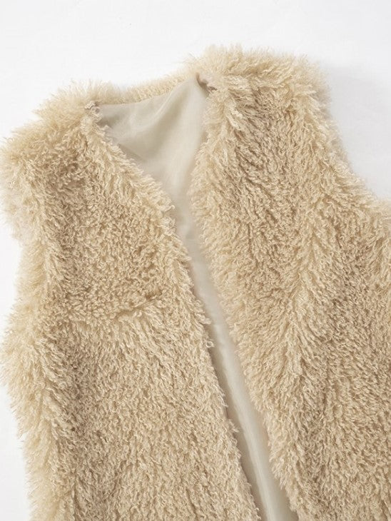 Winter Classic Fluff Vest Apricot Cardigan