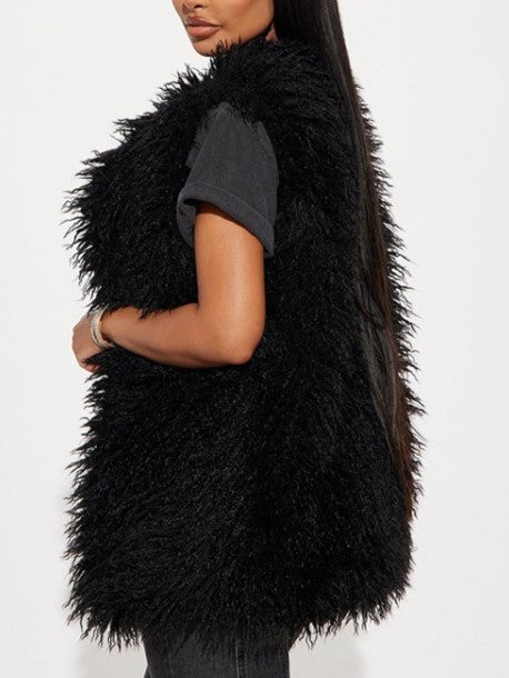 Winter Classic Fluff Vest Black Cardigan