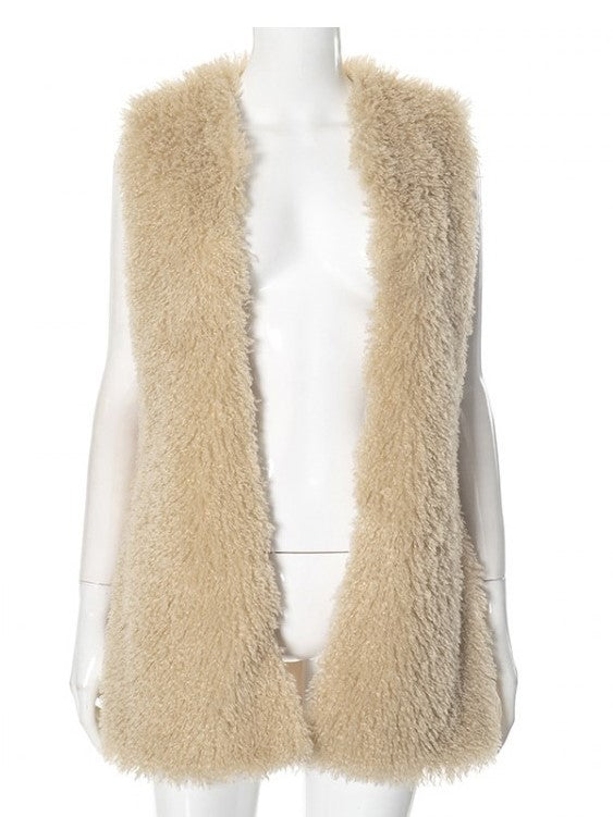 Winter Classic Fluff Vest Apricot Cardigan