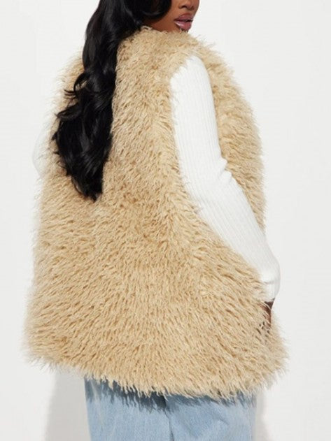 Winter Classic Fluff Vest Apricot Cardigan