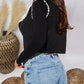 Winter Essential Fluff Cropped Black Lapel Vest