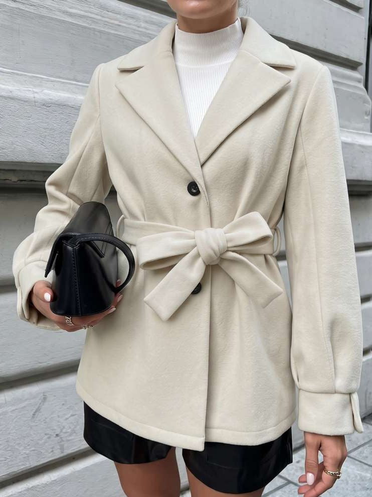 Winter Essential Tie Wrap Lapel Coat