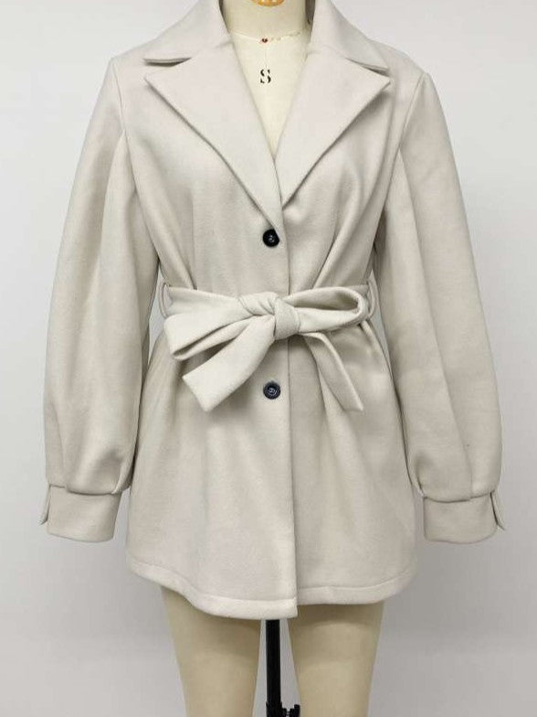 Winter Essential Tie Wrap Lapel Coat