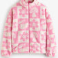 Winter Essentials Stand Collar Fleece Pink Zipper Coat