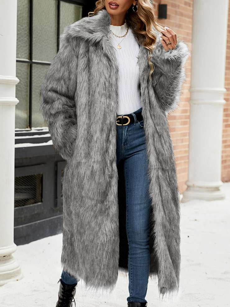 Winter Exclusive Long Lapel Grey Coat