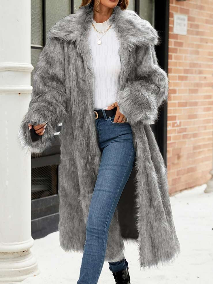 Winter Exclusive Long Lapel Grey Coat
