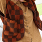 Winter Fashion Brown Checkered Sleeveless Vest Jacket