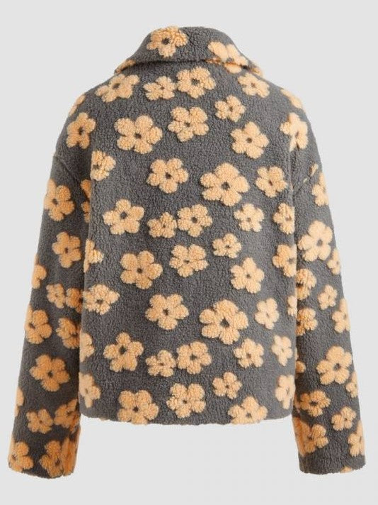 Winter Fashion Floral Lapel Button Up Coat